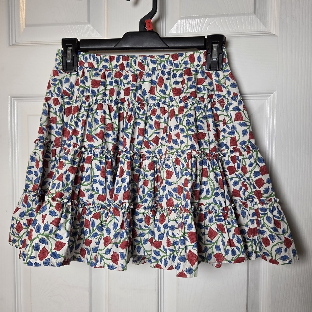 Crewcuts sz L girls pull on elastic waist full floral skirt lined 100% cotton